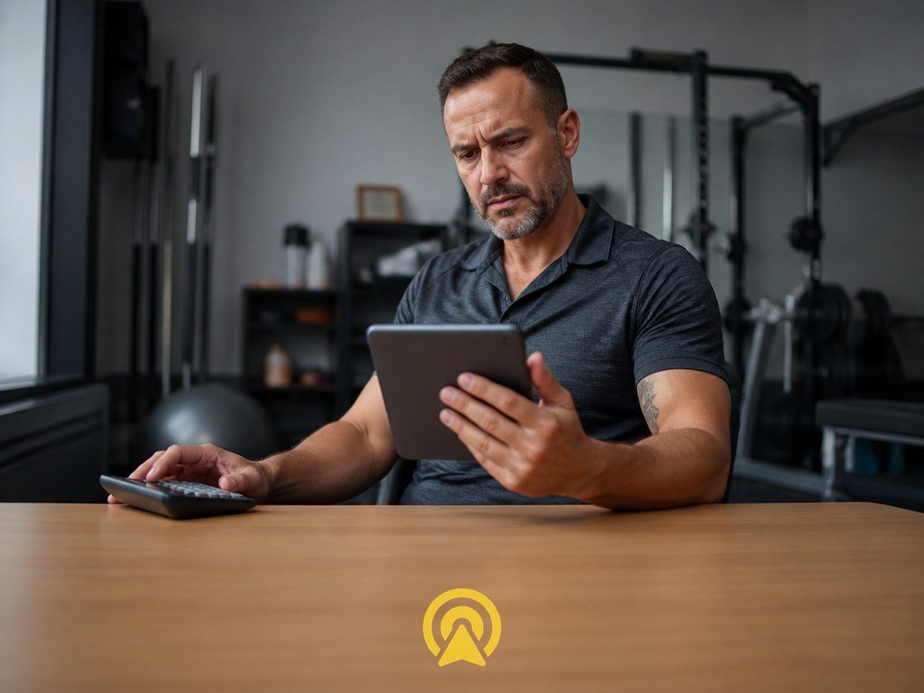 Empresario analisando de forma cetica uma proposta comercial de retorno sobre investimento em atendimento com IA