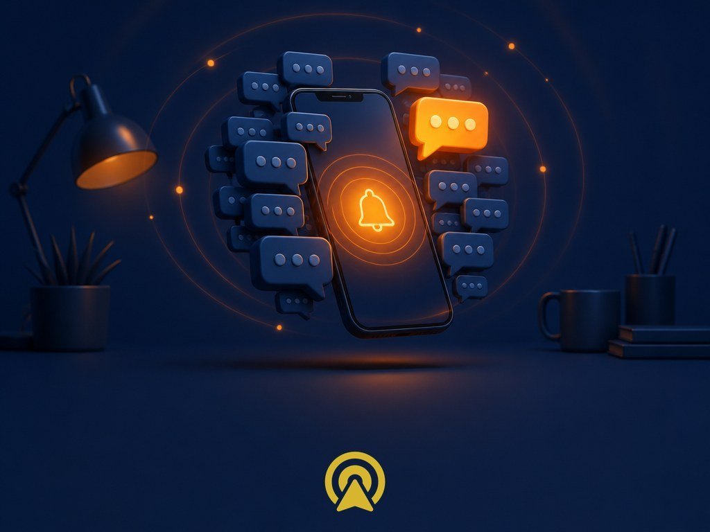 Smartphone com notificações de WhatsApp acumuladas simbolizando atendimento sem estrutura 24 horas